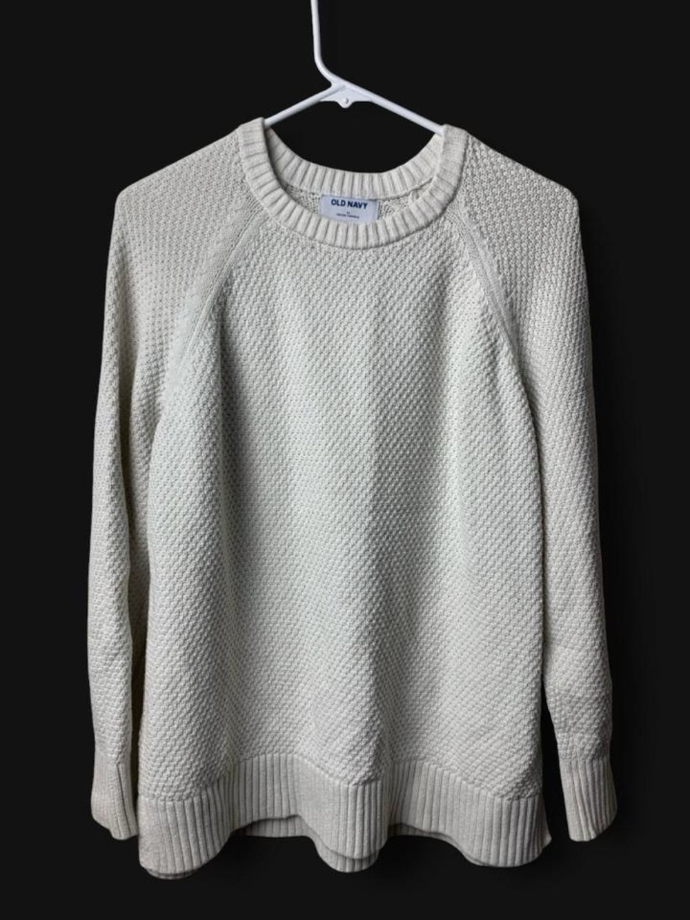 Cozy White Textured Knit Preppy Tunic Sweater Minimalist Granola Girl M
